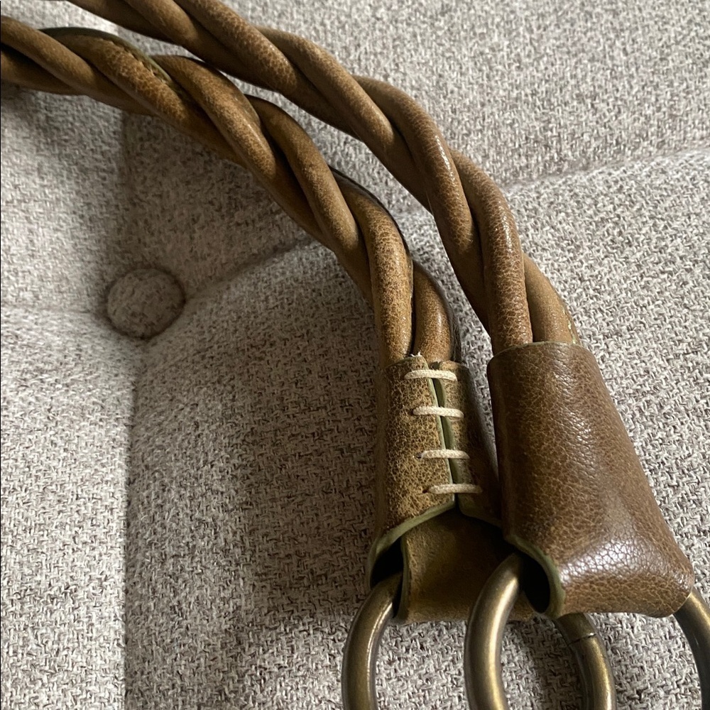 Via Spiga Beige Canvas & Brown Leather Braided-Handle Hobo Bag - Picture 5 of 14